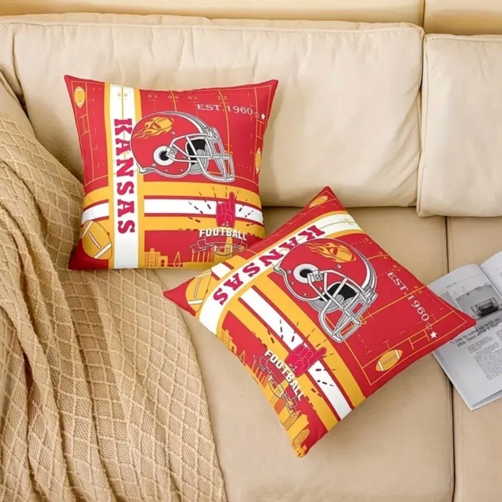 Kansas City Chiefs Football Throw Pillow Cover Square 16”x 16” Red Yellow NEW